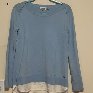 Calvin Klein Sky Blue Top with White Accent